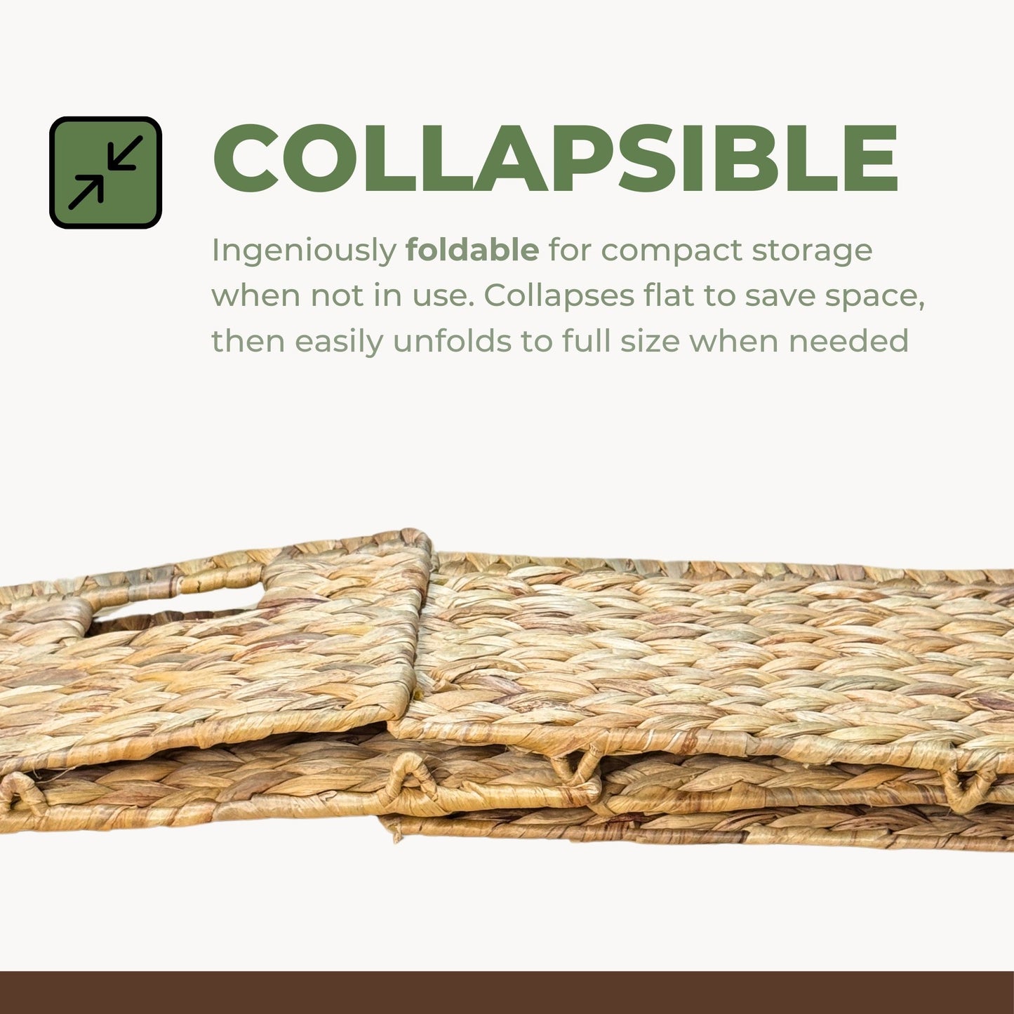Wicker Basket For Shelves, Baskets for Organizing, Woven Storage Basket Built-in Handles (Medium 2-Pack, Natural Water Hyacinth)