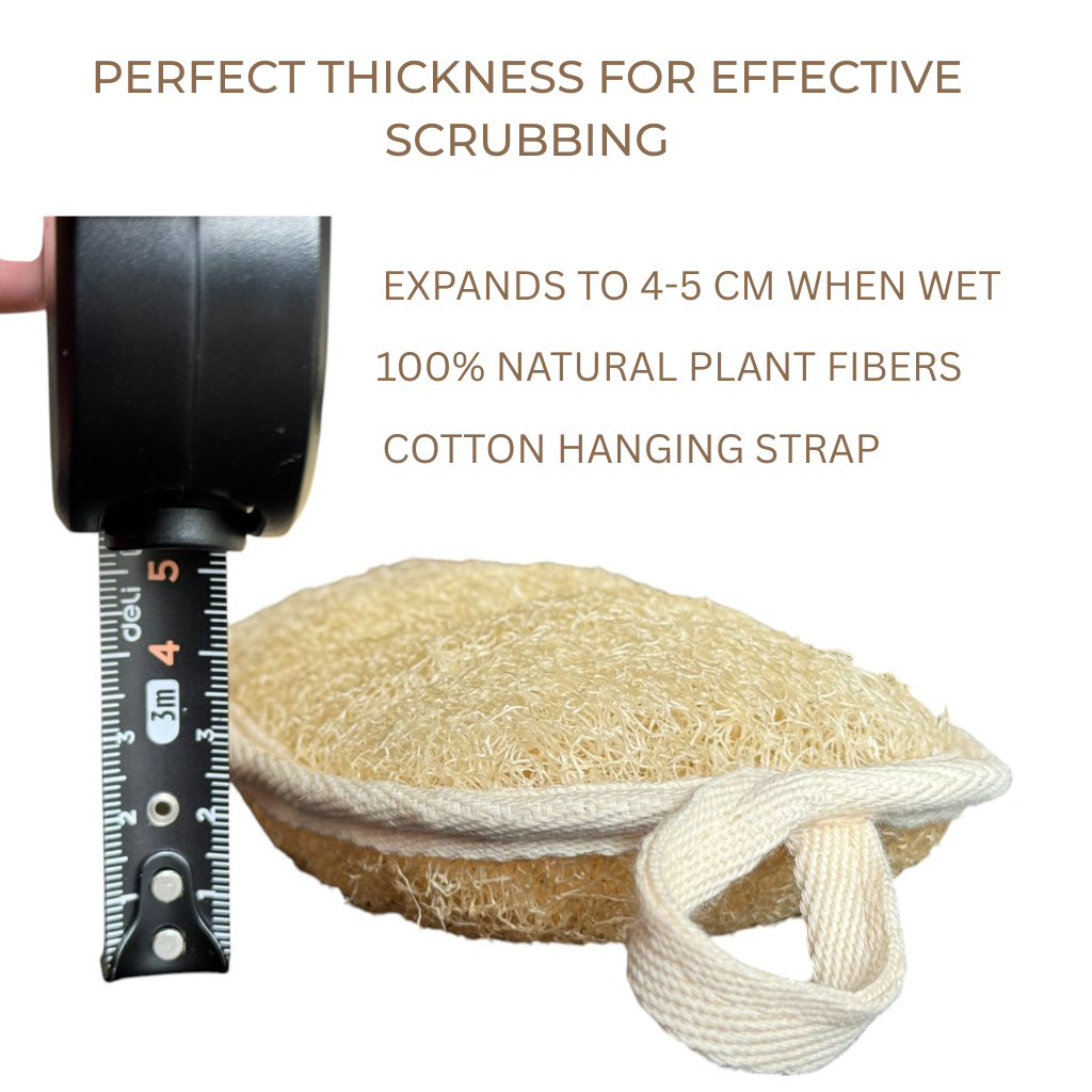Double Sides Natural Loofah Sponge, Exfoliating Body Scrubbers (2 Pack)