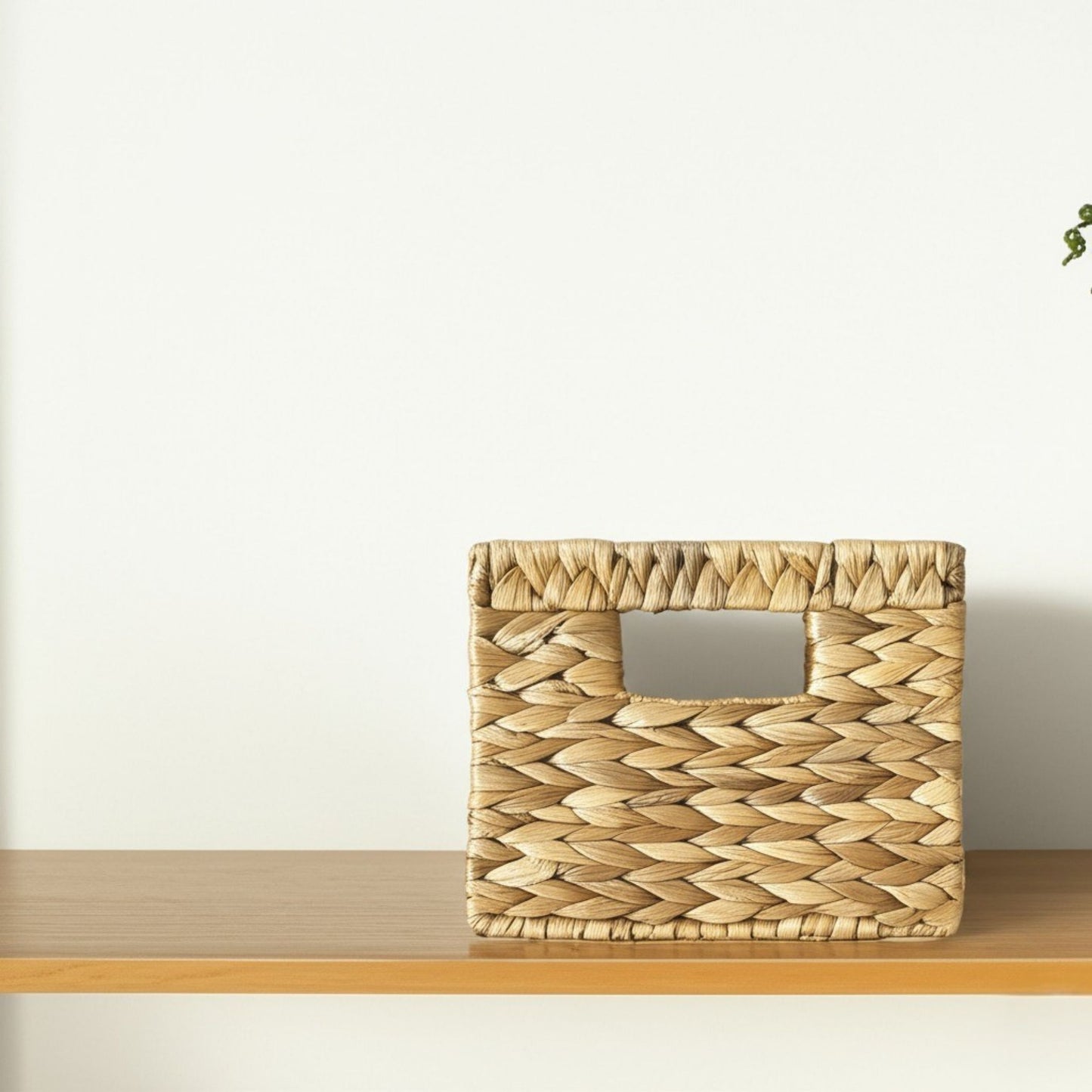 Wicker Basket For Shelves, Baskets for Organizing, Woven Storage Basket Built-in Handles (Medium 2-Pack, Natural Water Hyacinth)