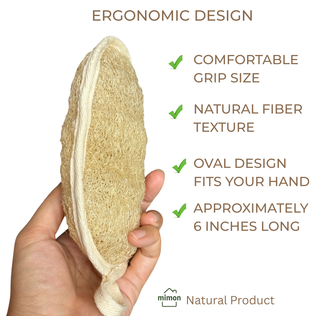 Double Sides Natural Loofah Sponge, Exfoliating Body Scrubbers (2 Pack)