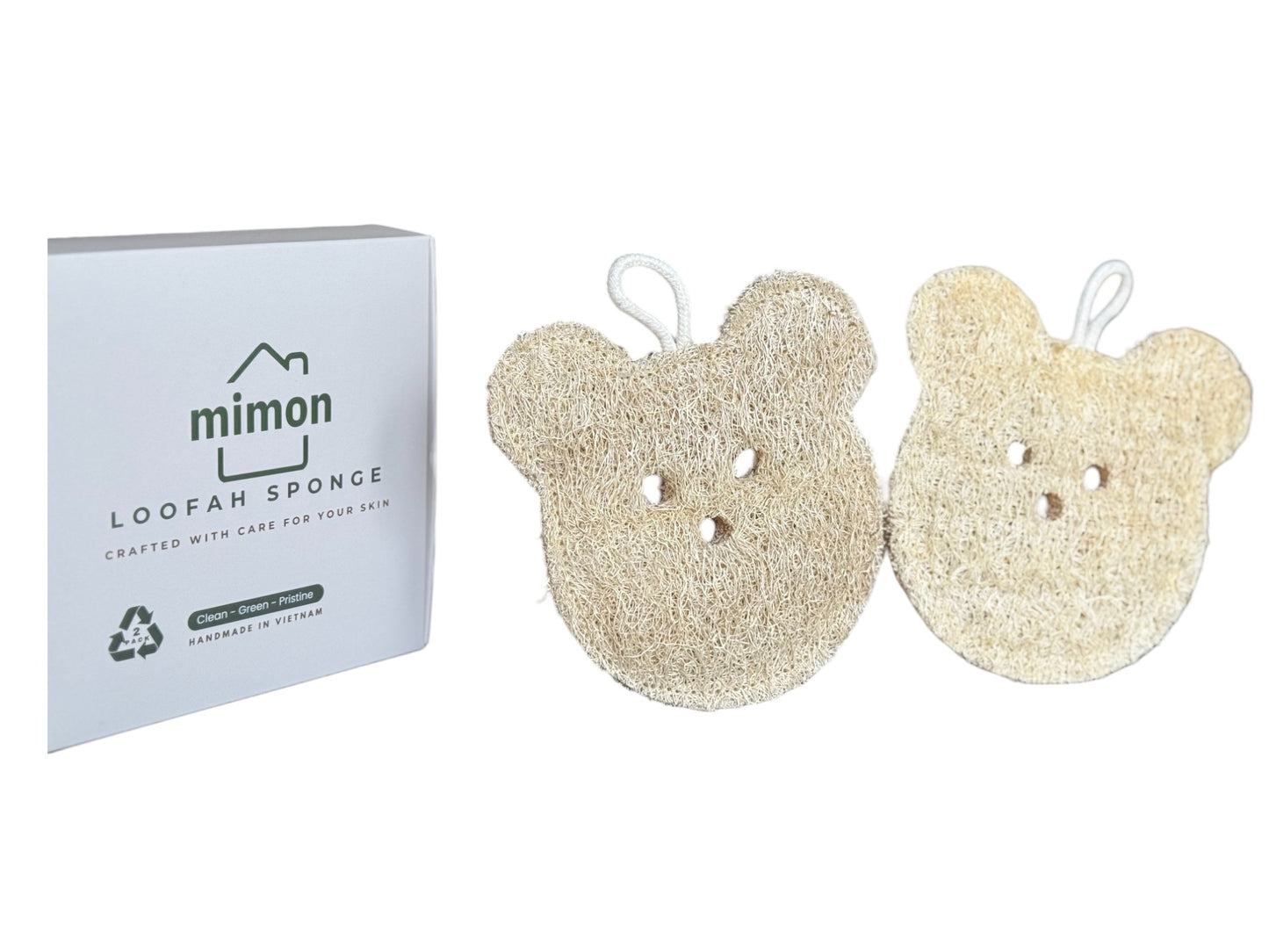Exfoliating Body Scrubbers,All Natural Bear Shape Loofah Sponges (2 Pack)