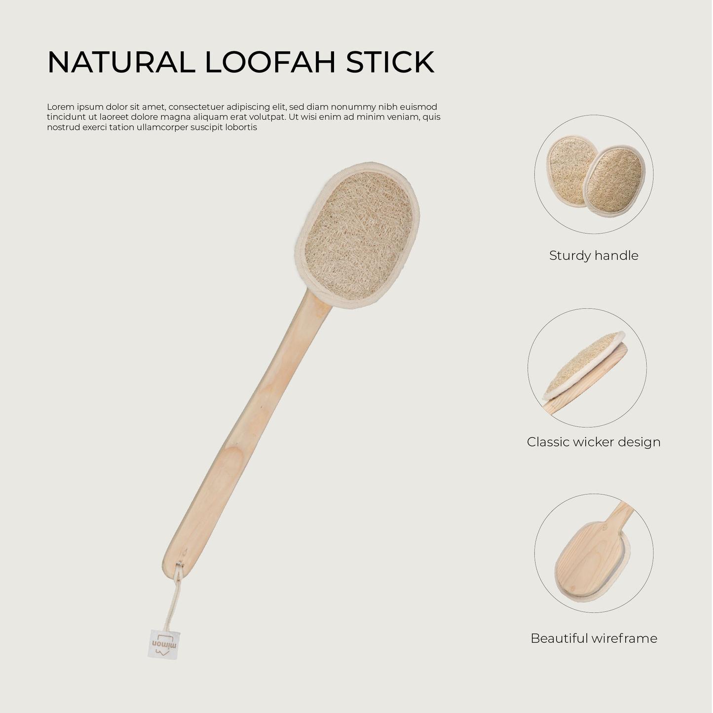 Exfoliating Body Scrubber with Long Handle, Refillable Loofah Sponges (3 Pack)
