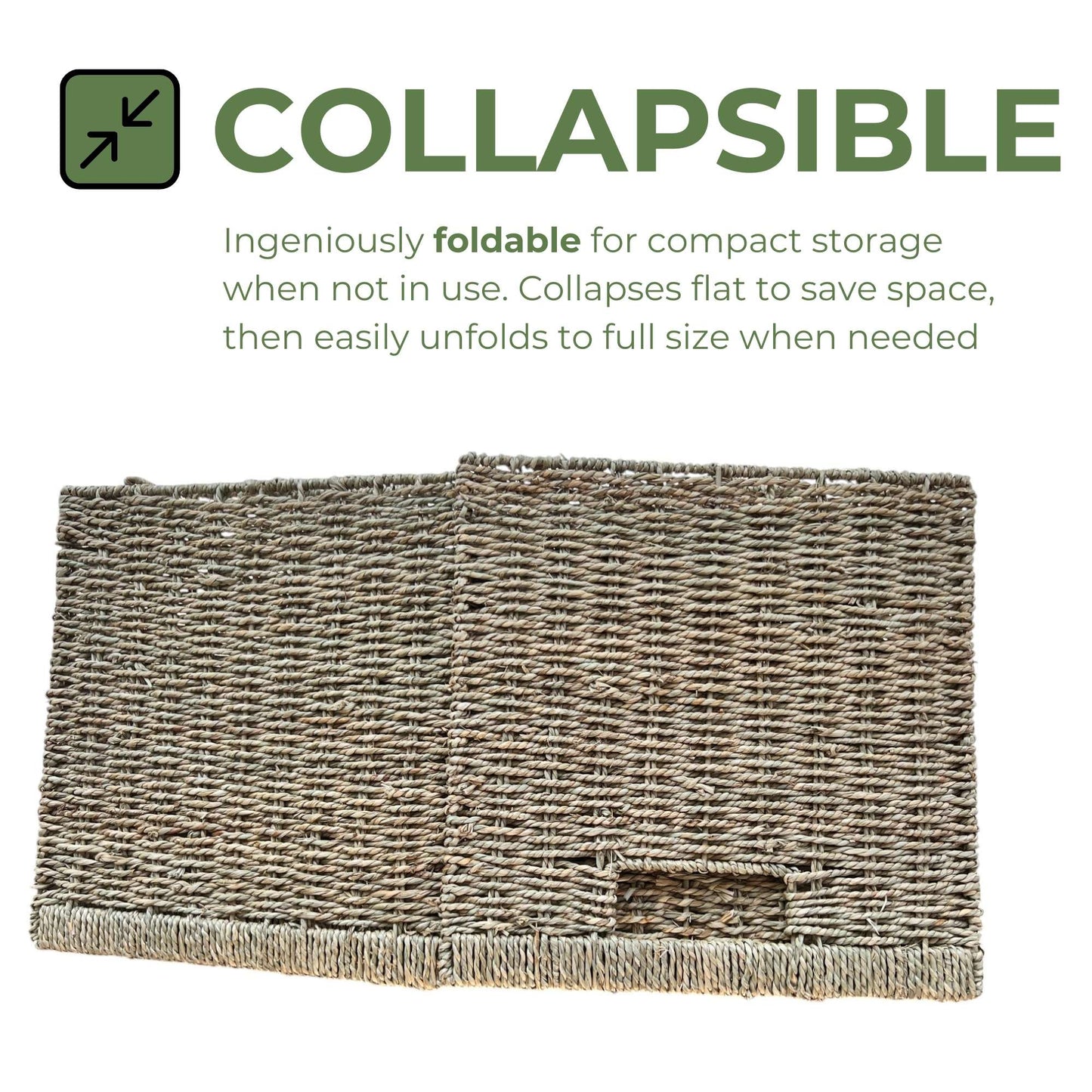 Wicker Storage Cubes 12x12 Cube Bins, Natural Foldable Square Baskets, Ikea Kallax Inserts (4 Pack) Seagrass