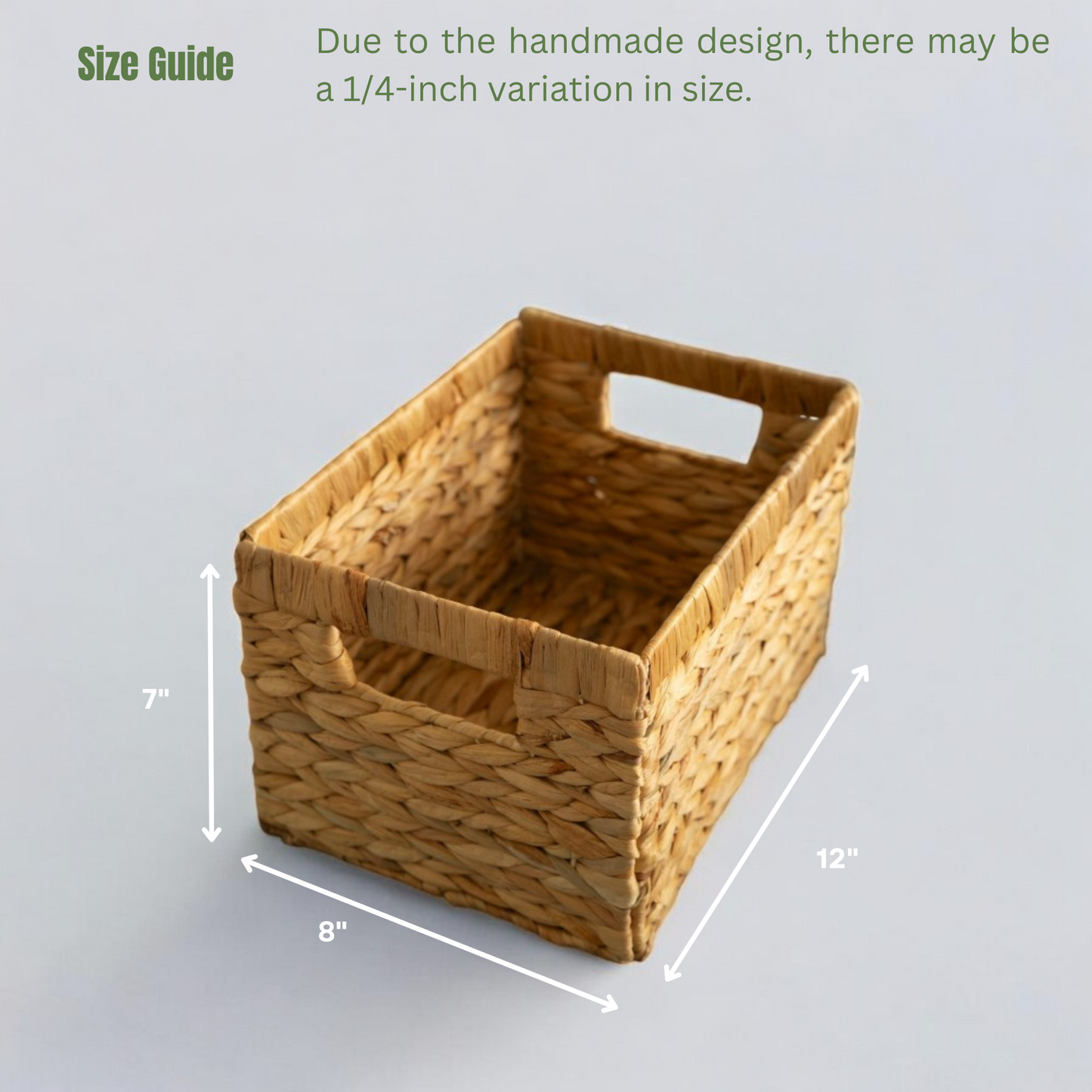 Weave Storage Basket with Built-in Handles (Medium 2-Pack, Natural Water Hyacinth)