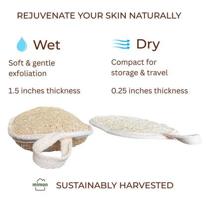 Double Sides Natural Loofah Sponge, Exfoliating Body Scrubbers (2 Pack)