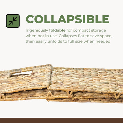 Wicker Basket For Shelves, Baskets for Organizing, Woven Storage Basket Built-in Handles (Medium 2-Pack, Natural Water Hyacinth)