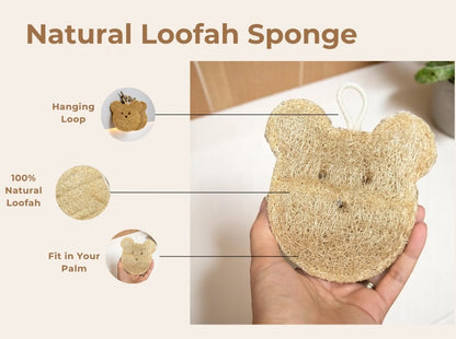Exfoliating Body Scrubbers,All Natural Bear Shape Loofah Sponges (2 Pack)