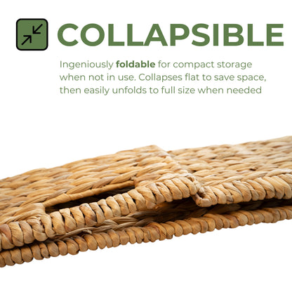 Water Hyacinth Basket with Thick Handle ( 2 pack, natural water hyacinth)