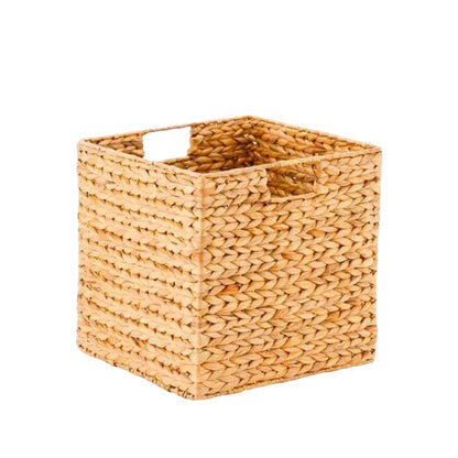 Wicker Storage Cubes 12x12, Heavy Duty Water Hyacinth Baskets for Shelf, Storage Cube Bins, Natural Foldable Square Baskets, Large Rattan Basket, Ikea Kallax Inserts