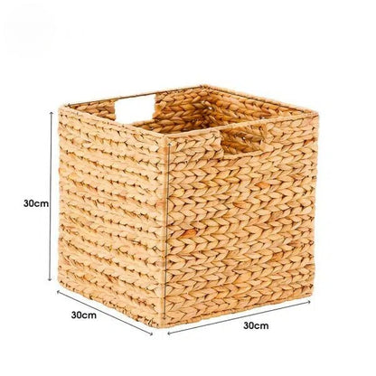 Wicker Storage Cubes 12x12, Heavy Duty Water Hyacinth Baskets for Shelf, Storage Cube Bins, Natural Foldable Square Baskets, Large Rattan Basket, Ikea Kallax Inserts